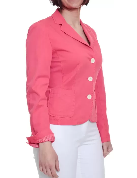 Giacca blazer di cotone stretch rosa corallo prezzo outlet