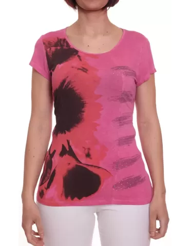 T-shirt fucsia con girasoli Roberta Picchiante