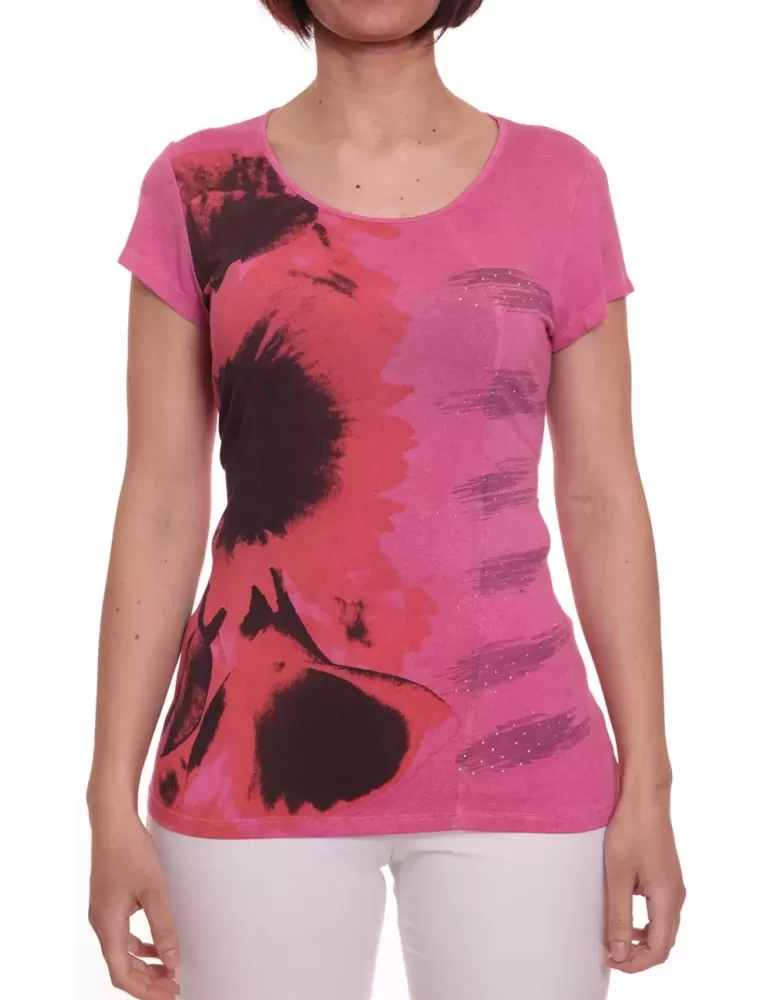 T-shirt fucsia con girasoli Roberta Picchiante T-shirt fucsia con girasoli Roberta Picchiante