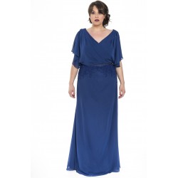 Соня Peña синий длинное платье