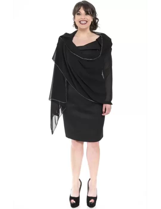 Sciarpa chiffon nera con strass Sciarpa chiffon nera con strass