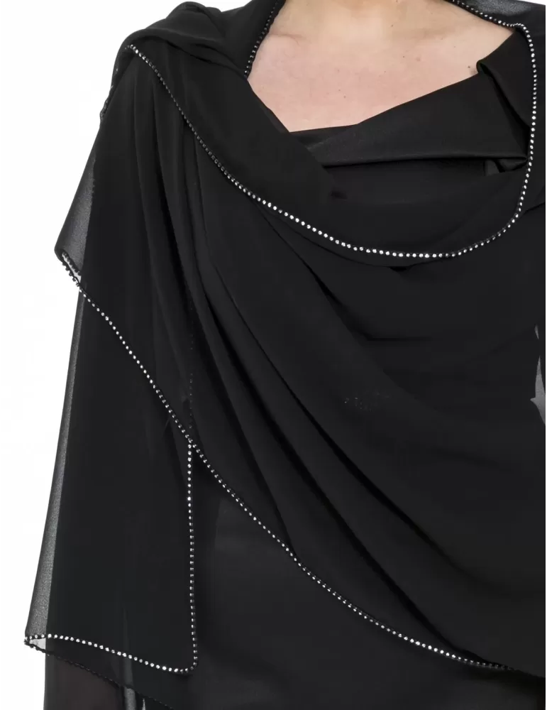 Sciarpa chiffon nera con strass