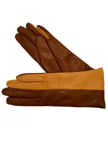 Two-coloured leather gloves