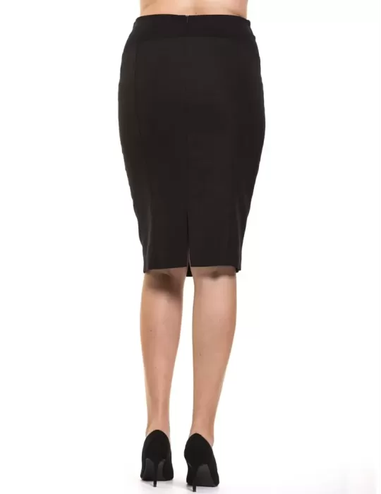 Gonna tubino micro fantasia marrone e nero a quadri L. P.