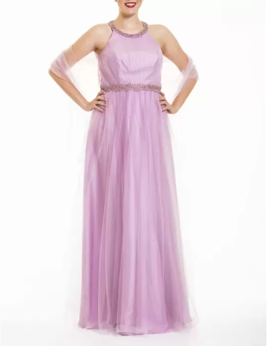 Robe longue de tulle rose Sonia Peña