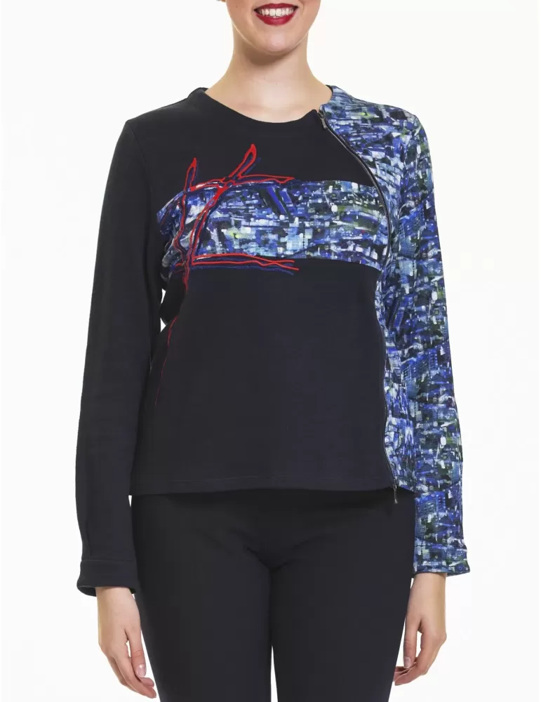 Giacca blu zip laterale Aventures des toiles Giacca blu zip laterale Aventures des toiles