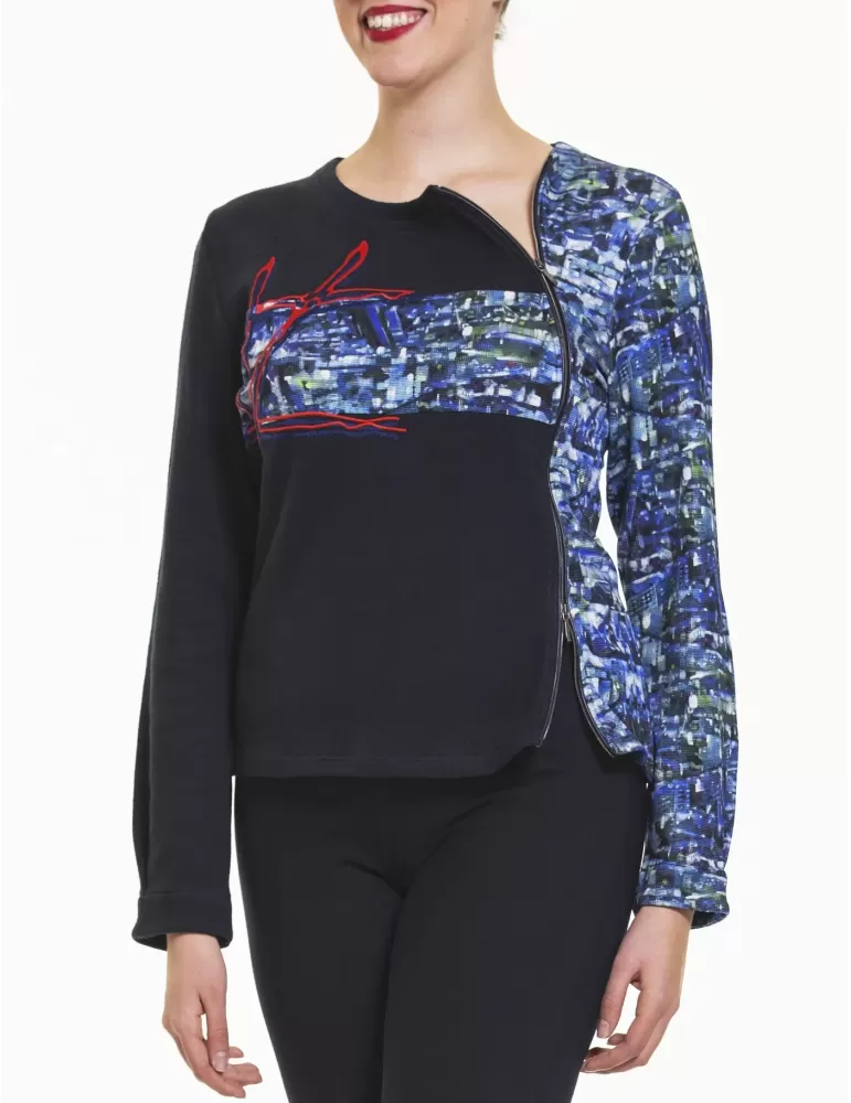 Giacca blu zip laterale Aventures des toiles Giacca blu zip laterale Aventures des toiles