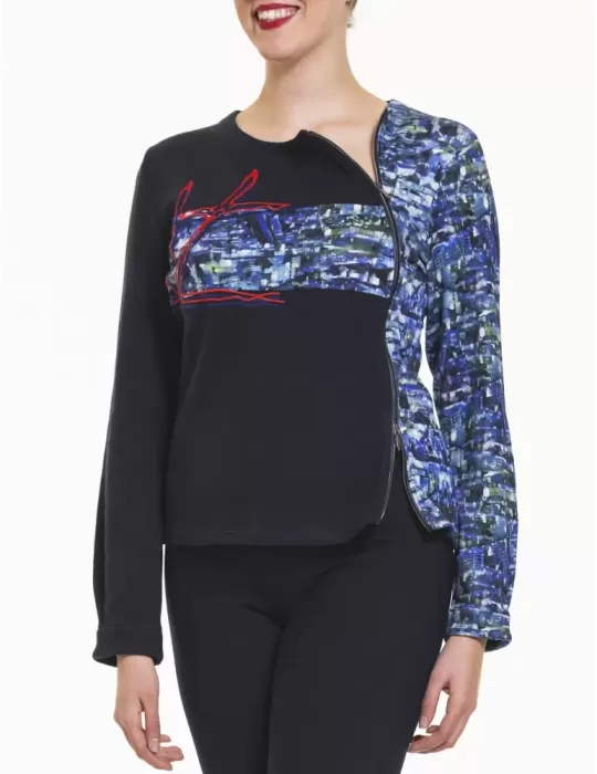 Giacca blu zip laterale Aventures des toiles