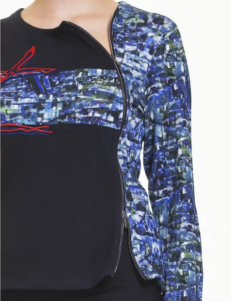 Giacca blu zip laterale Aventures des toiles Giacca blu zip laterale Aventures des toiles