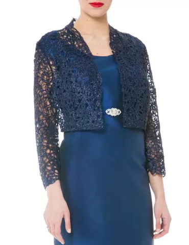 Bolero di pizzo blu lurex traforato Sonia Pena 2