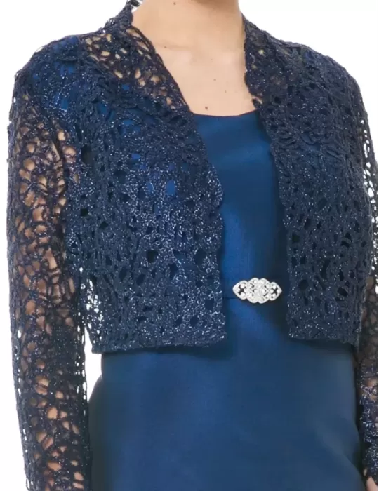 Bolero di pizzo blu lurex traforato Sonia Pena