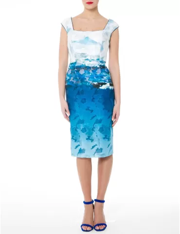 Sonia Pena Couture white and blue dress suit 2