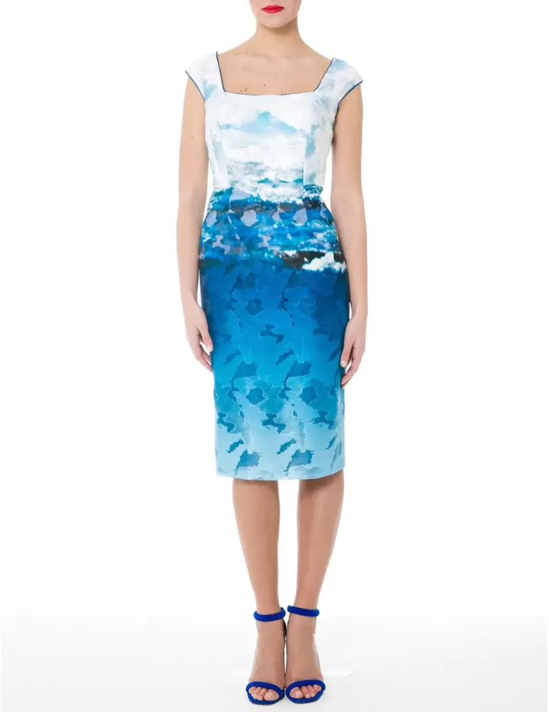 Sonia Pena Couture white and blue dress suit