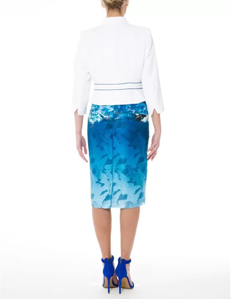 Sonia Pena Couture white and blue dress suit