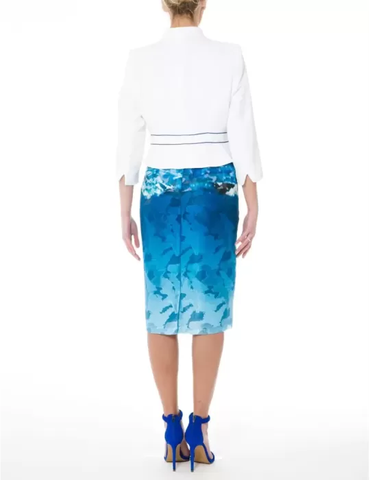Sonia Pena Couture white and blue dress suit