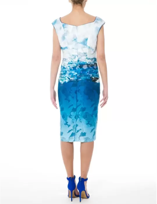 Sonia Pena Couture white and blue dress suit