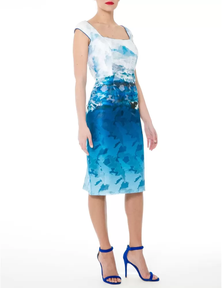 Sonia Pena Couture white and blue dress suit