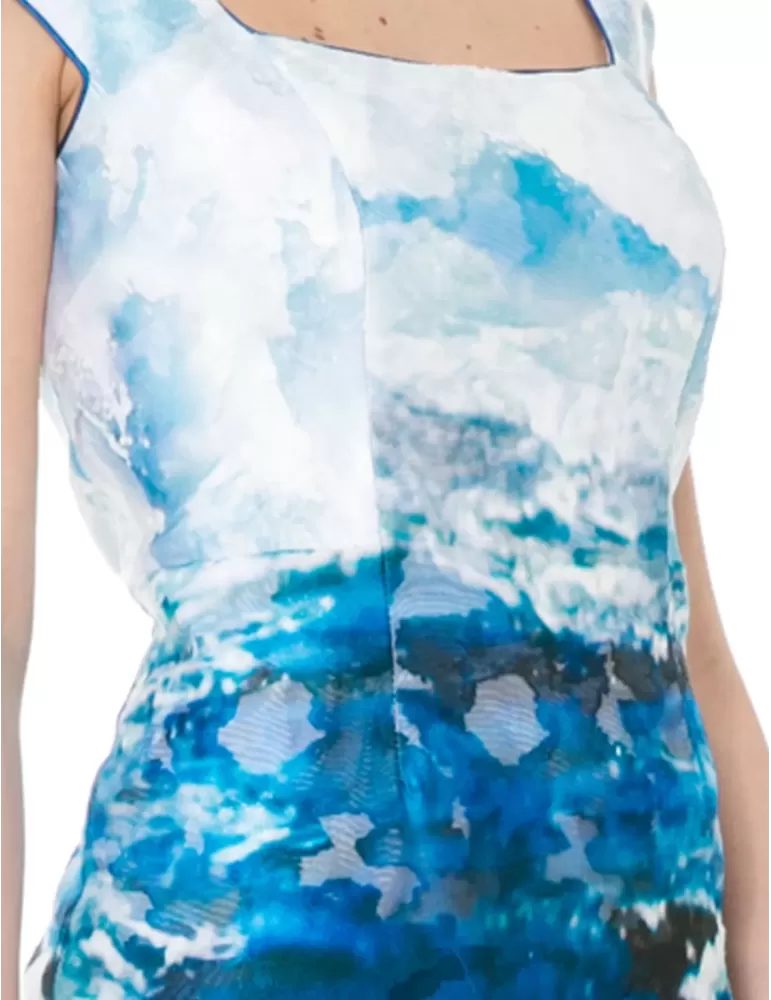 Abito e giacca bianco e azzurro Sonia Peña Couture 1170388