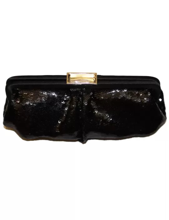 Pochette nera con paillettes acx675