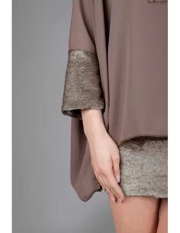 Abito corto con paillettes marrone e oro Not is Not 2