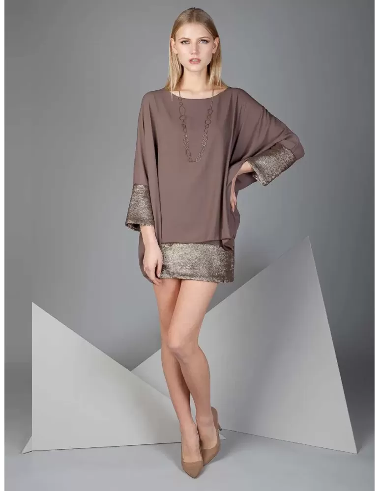 Abito corto con paillettes marrone e oro Not is Not Abito corto con paillettes marrone e oro Not is Not