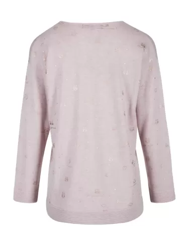 Pullover V rosa in lana Ananke zac433 2