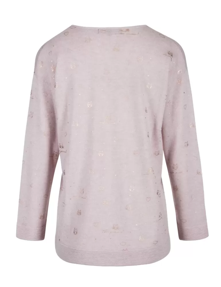 Pullover V rosa in lana Ananke zac433