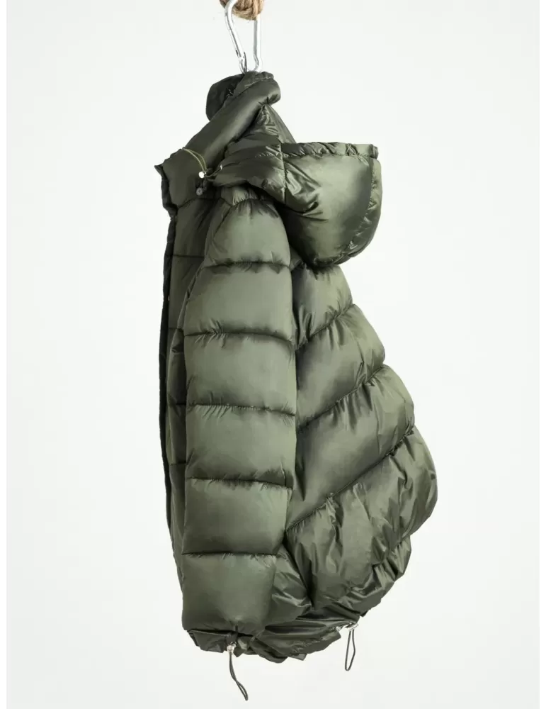 Piumino 100 grammi verde col cappuccio Nitia by Pregiò couture