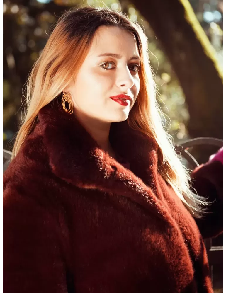 Vicino Venezia | Giaccone di pelliccia bordeaux e fucsia