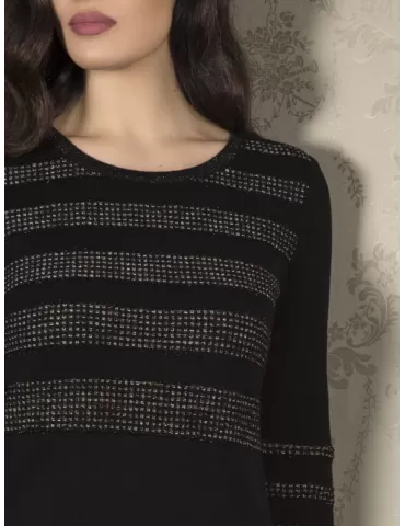 Abito nero in lana merino jersey punto stoffa Aldo Colombo 2