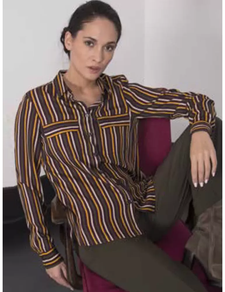 Camicia seta naturale Zanetti 1965 a righe viola verde e giallo Camicia seta naturale Zanetti 1965 a righe viola verde e giallo