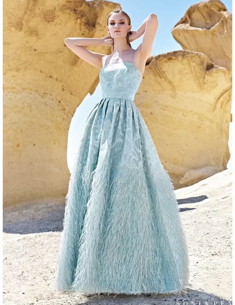 Sonia Pena 1200137 Gorgeous pale blue and silver long evening gown Sonia Pena 1200137 Gorgeous pale blue and silver long evening gown