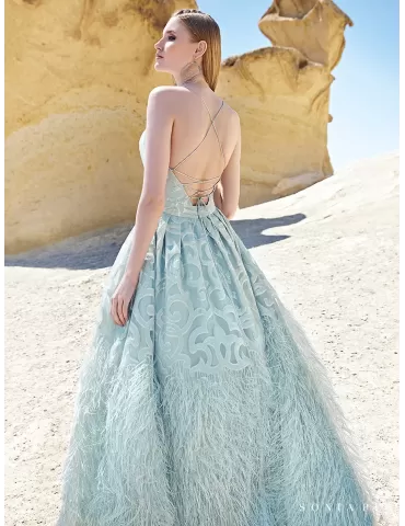 Sonia Pena 1200137 Gorgeous pale blue and silver long evening gown 2