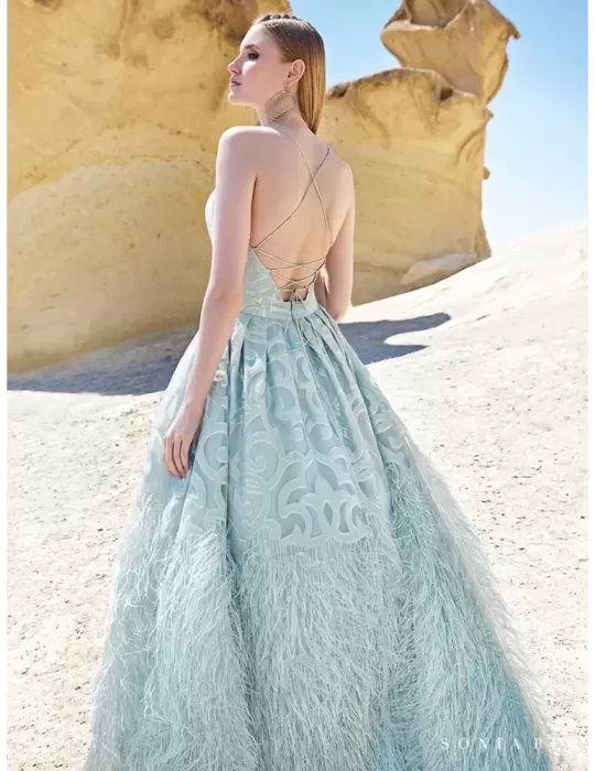 Sonia Pena 1200137 Gorgeous pale blue and silver long evening gown