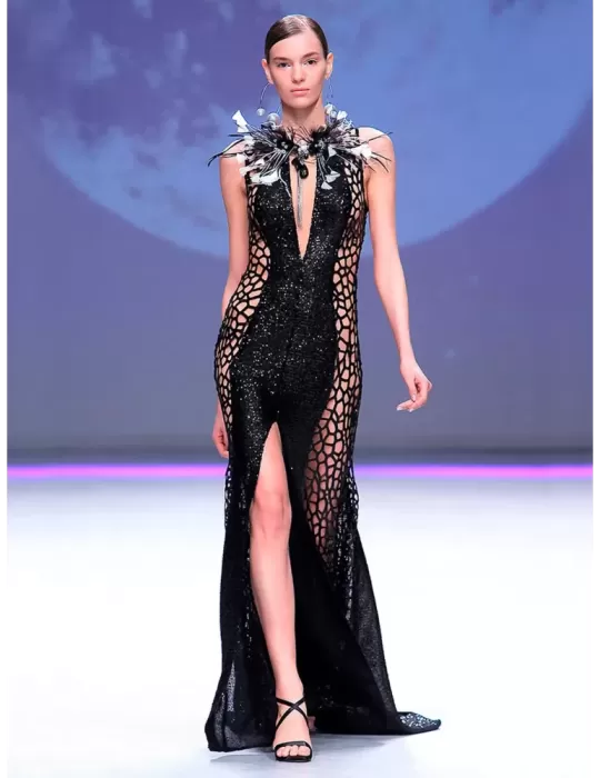 Sexy abito lungo nero pizzo Sonia Pena Pasarela 1204018 Sexy abito lungo nero pizzo Sonia Pena Pasarela 1204018
