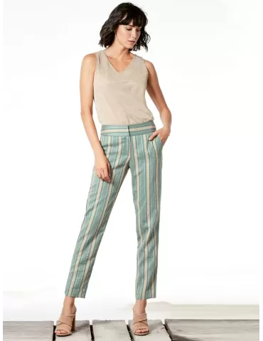 Canotta a V maglia top lurex oro Paz Torras 2