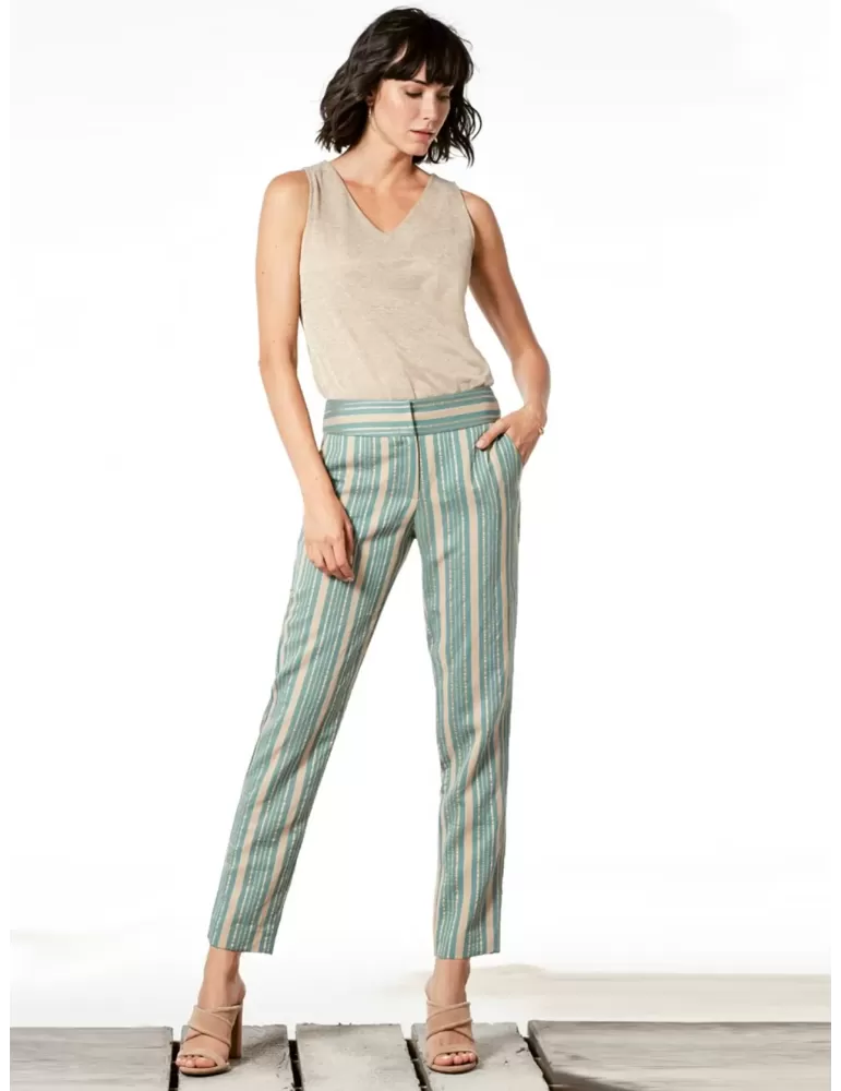 Canotta a V maglia top lurex oro Paz Torras