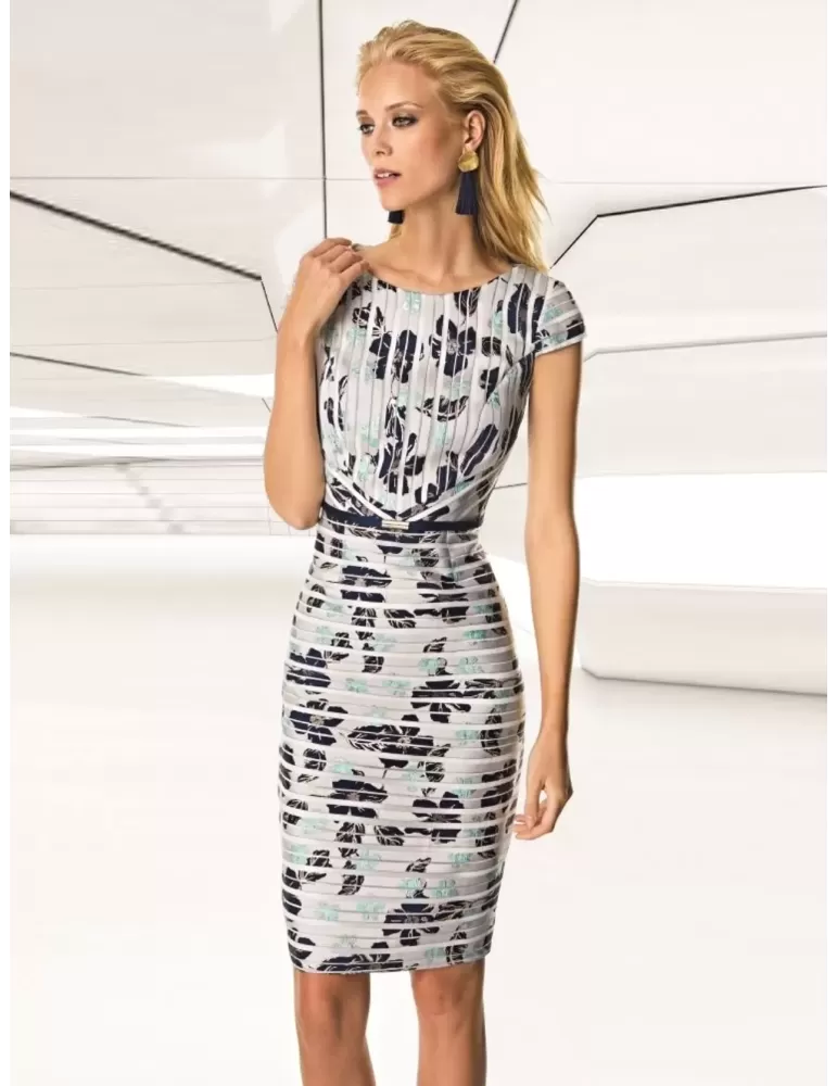 Abito seta righe lurex e giacca blu Sonia Pena 11200043