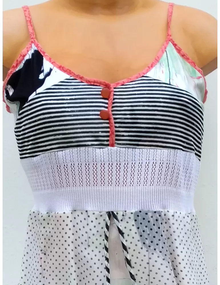 Abito e bolero bianco e nero a pois seta fantasia Aventures des Toiles