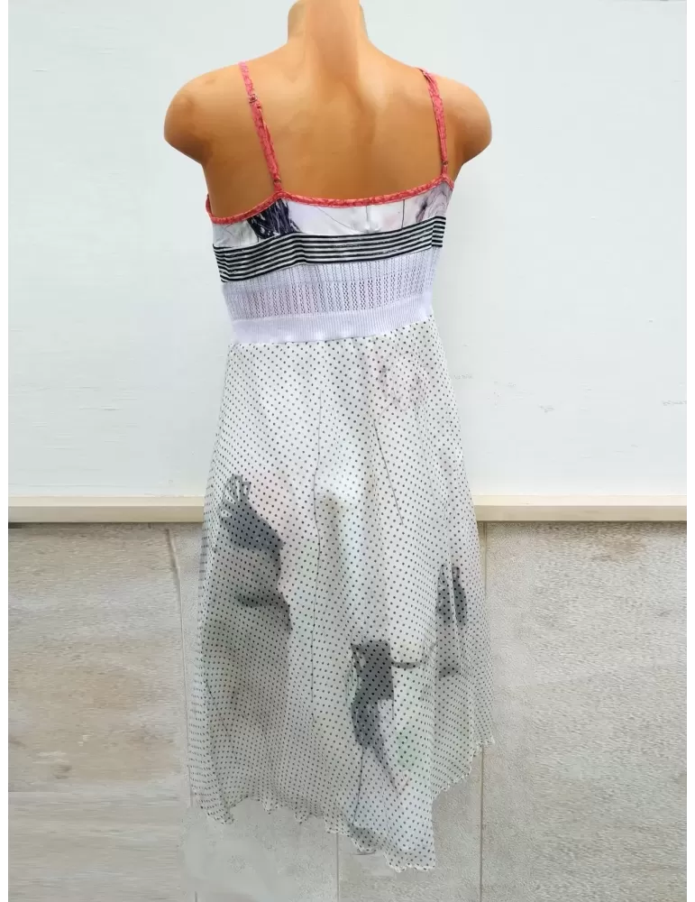 Abito e bolero bianco e nero a pois seta fantasia Aventures des Toiles