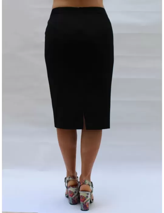 L. Pucci straight knee midi pencil black skirt