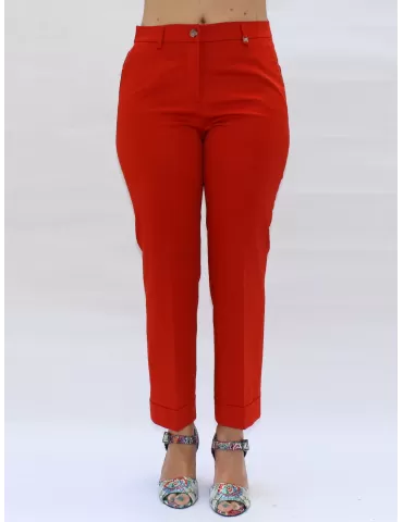 L. Pucci Palazzo Capri Italian orange satin cotton trousers for women