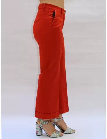 L. Pucci Palazzo Capri Italian orange satin cotton trousers for women 2