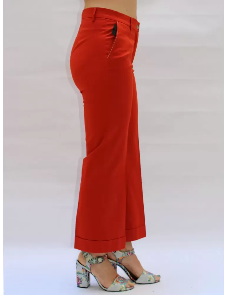 L. Pucci Palazzo Capri Italian orange satin cotton trousers for women