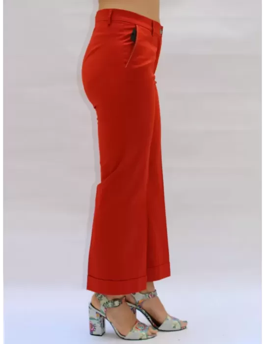 L. Pucci Palazzo Capri Italian orange satin cotton trousers for women