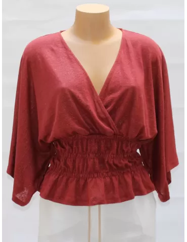 Maglia kimono geisha corta rosso scuro Amethist