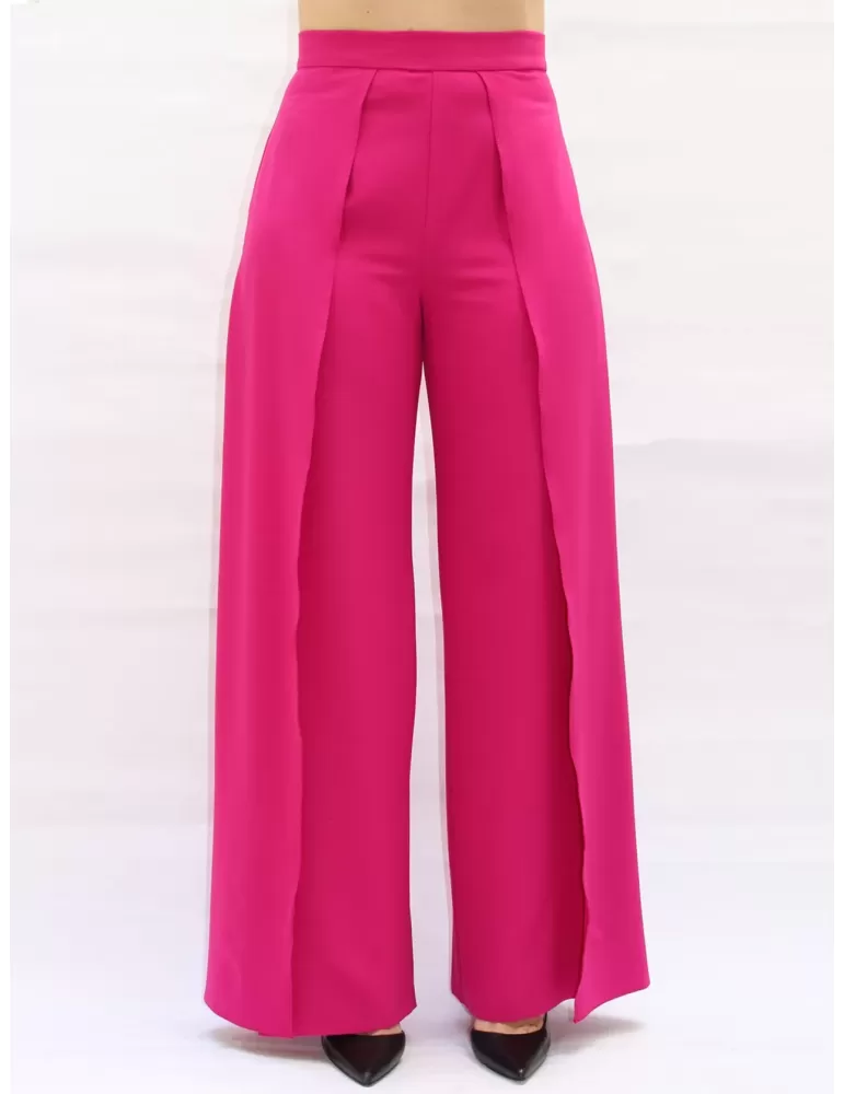 Pantaloni eleganti fuxia palazzo con spacco davanti Collezione Casting Pantaloni eleganti fuxia palazzo con spacco davanti Collezione Casting
