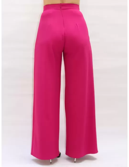 Black long elegant palazzo trousers with front split