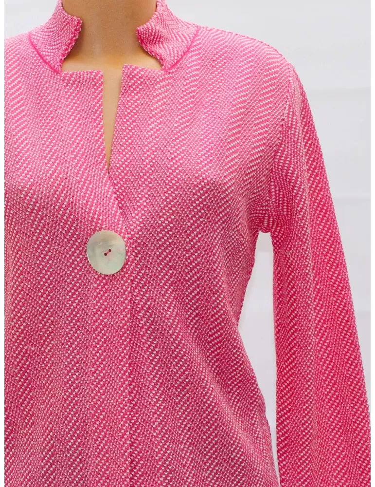 Riva Tricot knitted pink and white cardigan