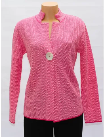 Riva Tricot knitted pink and white cardigan 2